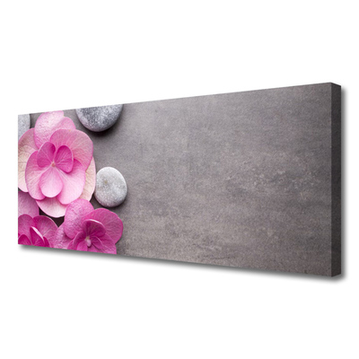 Canvas Wall art Flower stones floral pink grey