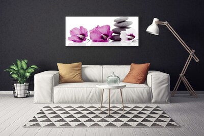Canvas Wall art Flower stones floral pink white grey