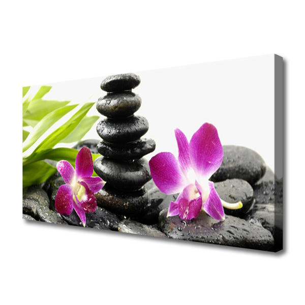 Canvas Wall art Flower stones art red black