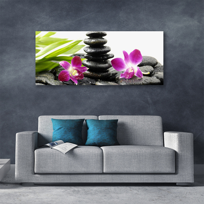 Canvas Wall art Flower stones art red black