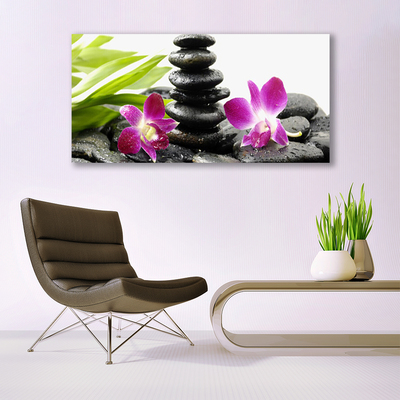 Canvas Wall art Flower stones art red black