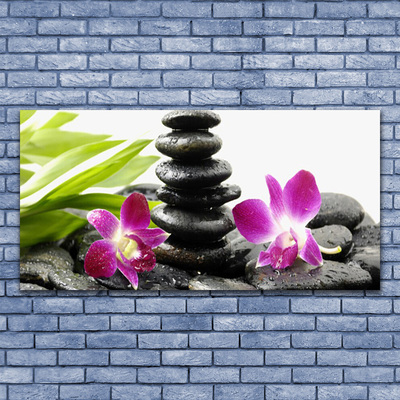 Canvas Wall art Flower stones art red black