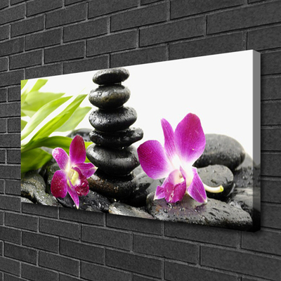 Canvas Wall art Flower stones art red black