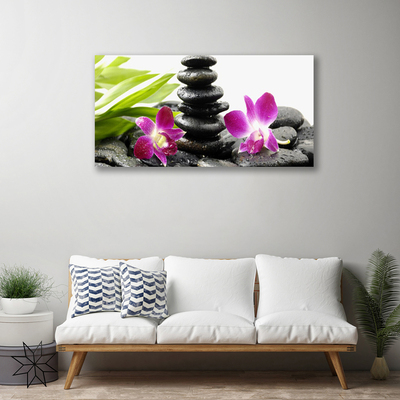 Canvas Wall art Flower stones art red black