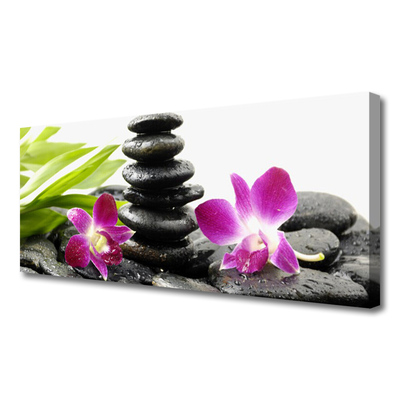 Canvas Wall art Flower stones art red black