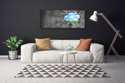 Canvas Wall art Hole grass sky art grey blue green