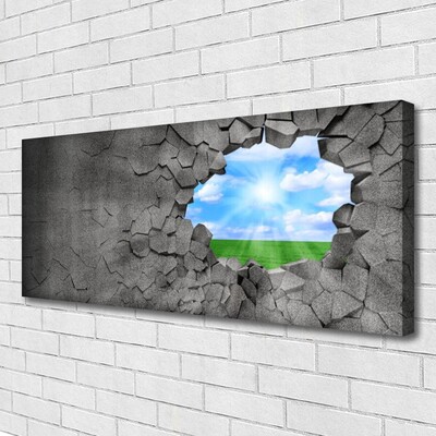 Canvas Wall art Hole grass sky art grey blue green