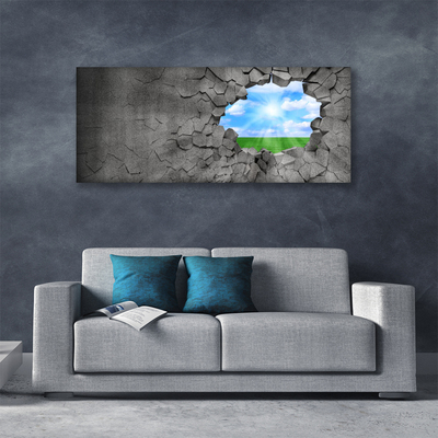 Canvas Wall art Hole grass sky art grey blue green