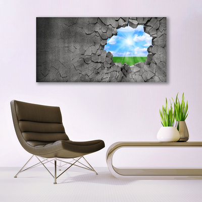 Canvas Wall art Hole grass sky art grey blue green