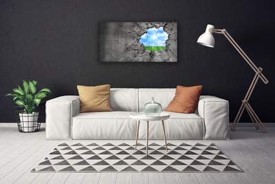 Canvas Wall art Hole grass sky art grey blue green