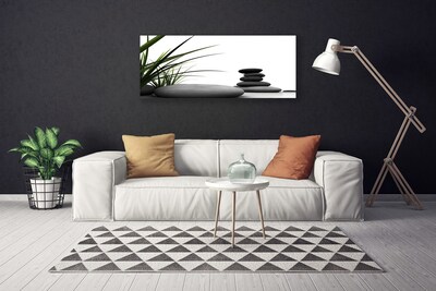 Canvas Wall art Grass stones art green grey