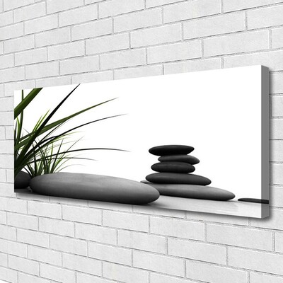 Canvas Wall art Grass stones art green grey