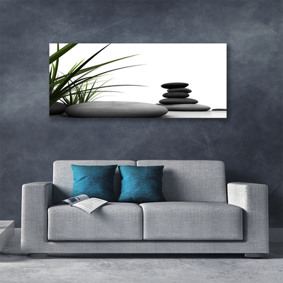 Canvas Wall art Grass stones art green grey