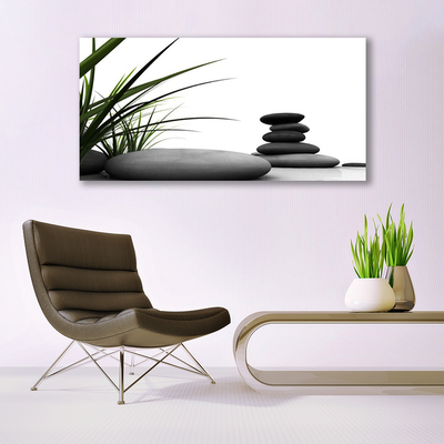 Canvas Wall art Grass stones art green grey