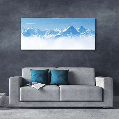 Canvas Wall art Mountain fog landscape blue white
