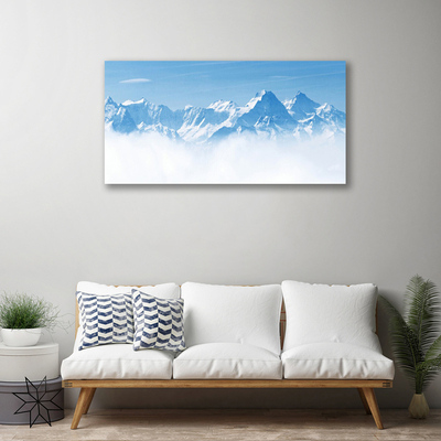 Canvas Wall art Mountain fog landscape blue white