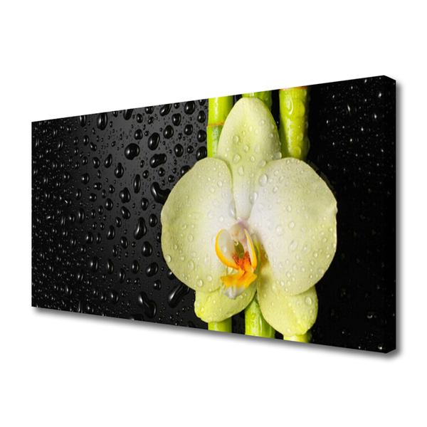 Canvas Wall art Bamboo tube flower floral green yellow