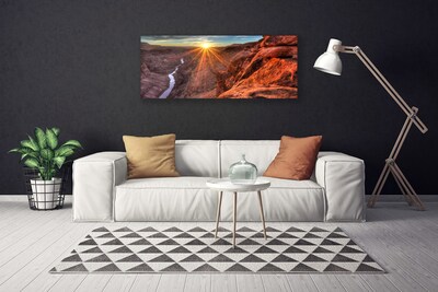 Canvas Wall art Sun desert landscape yellow brown