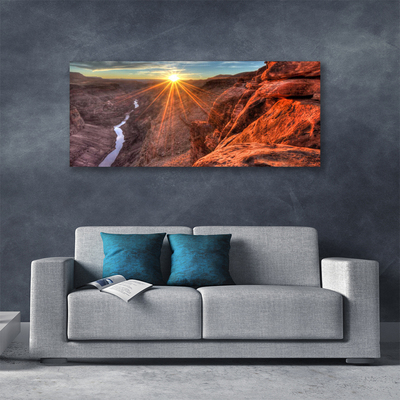 Canvas Wall art Sun desert landscape yellow brown