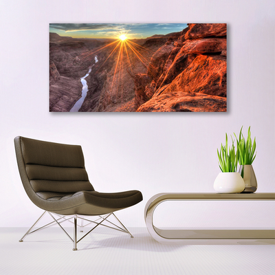 Canvas Wall art Sun desert landscape yellow brown