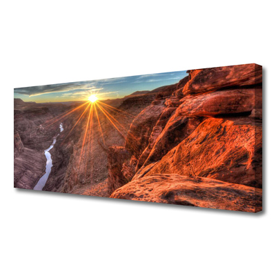 Canvas Wall art Sun desert landscape yellow brown