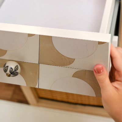 Self-adhesive furniture wrap Mustard shapes