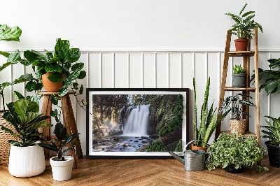 Moss framed wall art Waterfall surrounded by trees