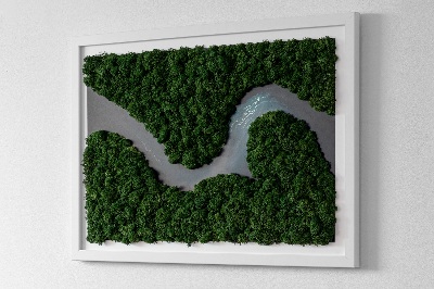 Moss art wall River in a wilderness