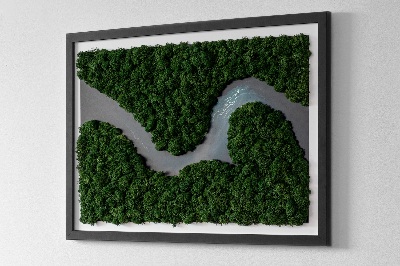 Moss art wall River in a wilderness