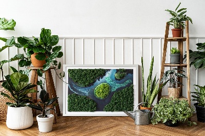 Green moss wall art Island in a backwater