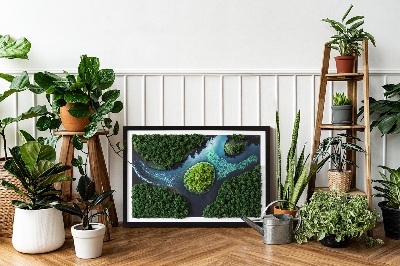 Green moss wall art Island in a backwater