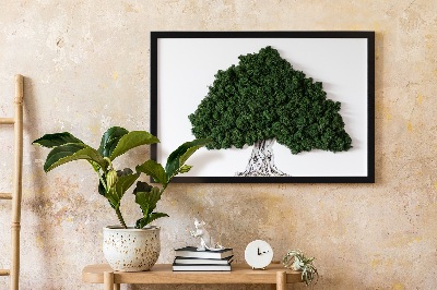 Wall moss art Tree with roots on a white background