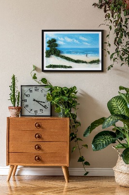Moss wall art Couple in love on the beach