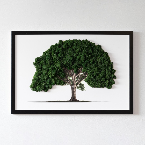 Framed moss wall art Tree on a white background