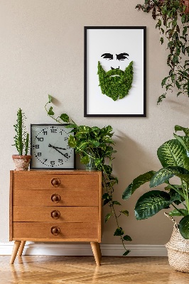 Framed moss wall art Hipster with a beard