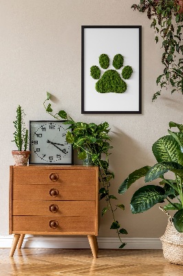 Living moss wall art Paw print