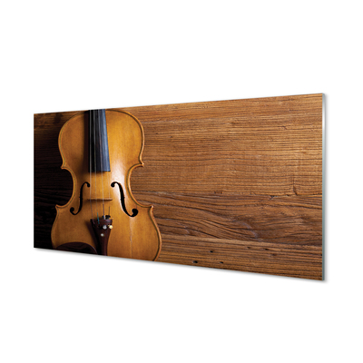 Glass print Violin wood