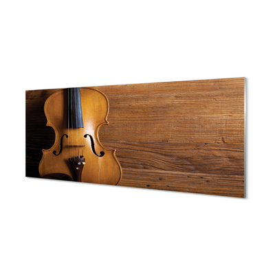 Glass print Violin wood