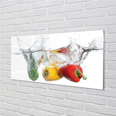 Glass print Colored peppers in water