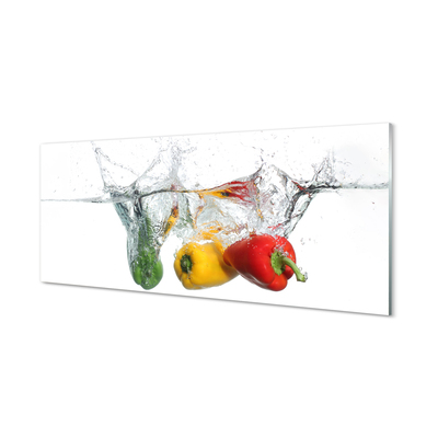 Glass print Colored peppers in water
