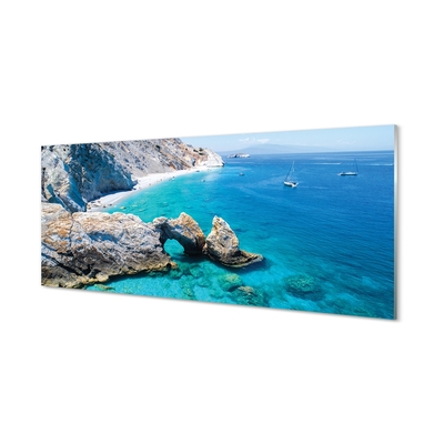 Glass print Coast of greece sea beach
