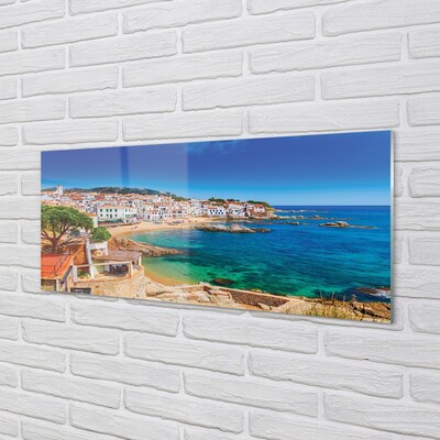 Glass print Spain beach city coast