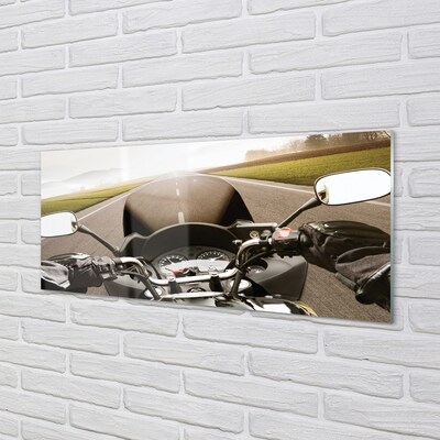 Glass print Motorcycle road high in the sky