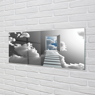 Glass print Stairs clouds door