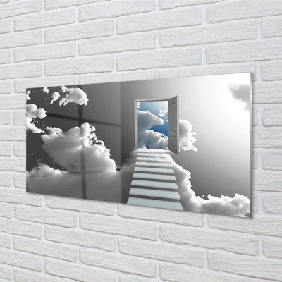 Glass print Stairs clouds door