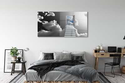 Glass print Stairs clouds door
