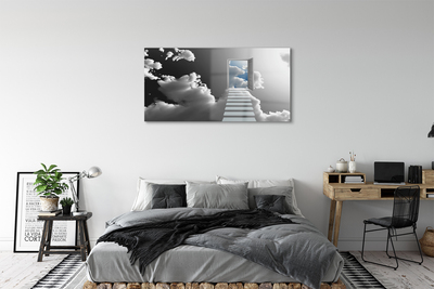 Glass print Stairs clouds door