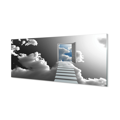 Glass print Stairs clouds door