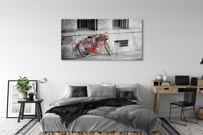 Glass print Red bicycle with a basket