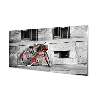 Glass print Red bicycle with a basket